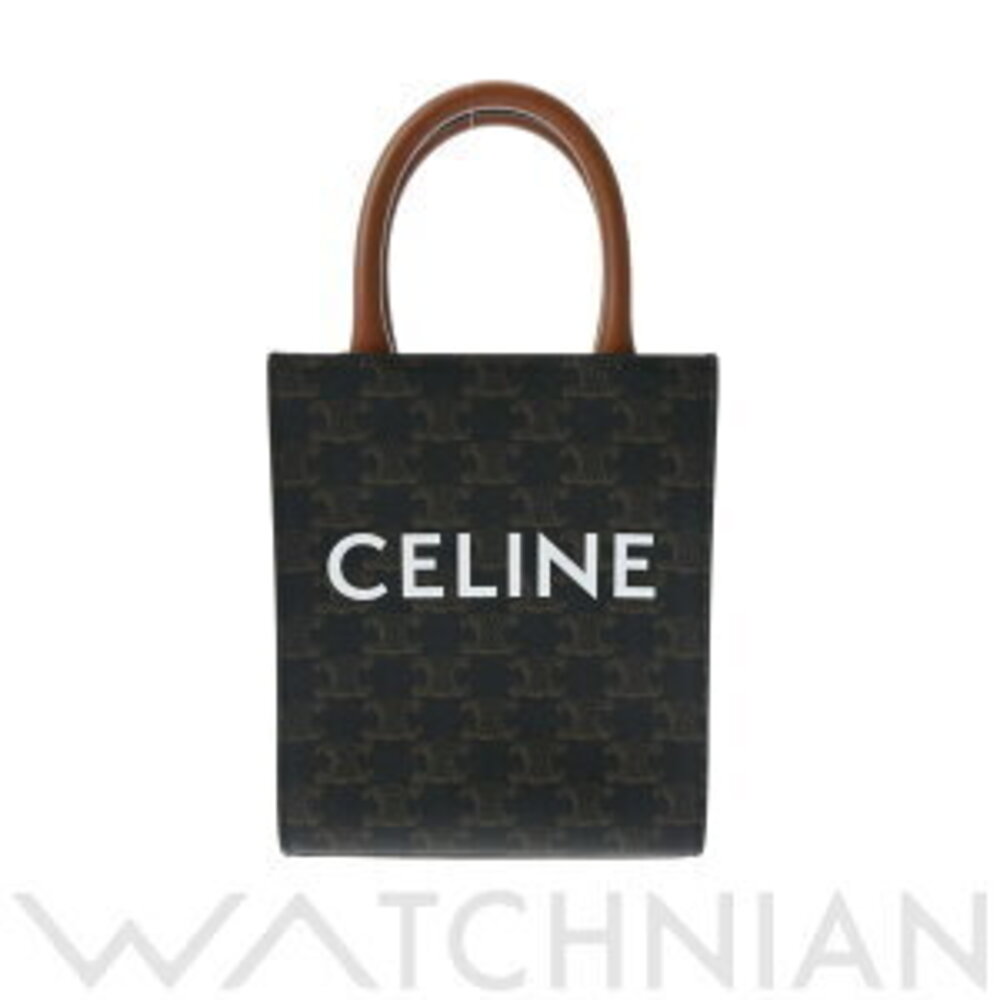 Celine Vertical Cabas Tan Triomphe Canvas Calfskin Tote Bag